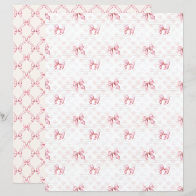Vintage Coquette Rosa Band Scrapbookpapper (Fram/baksida)