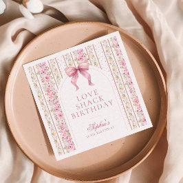 Vintage Coquette Rosa Bow Kärlek Shack Birthday Pappersservett