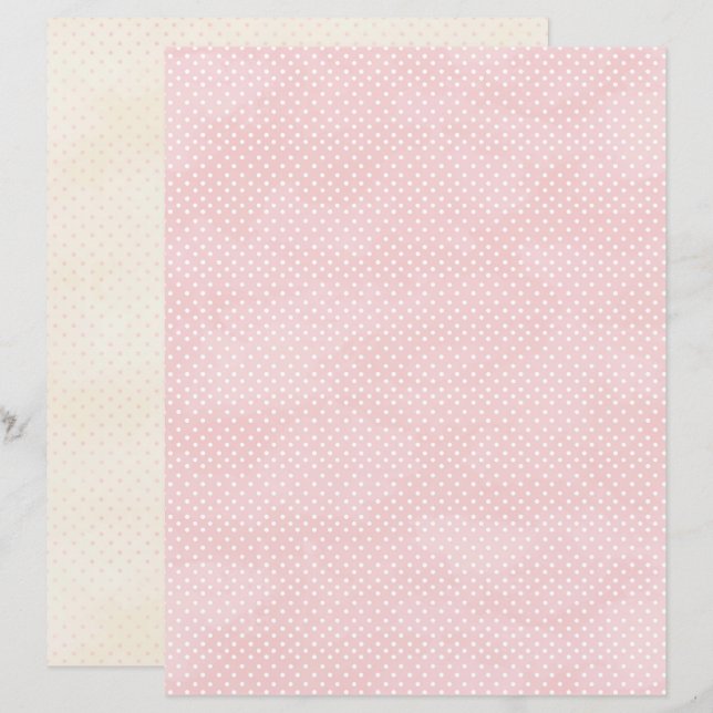 Vintage Coquette Rosa Prickig Scrapbookspapper (Fram/baksida)