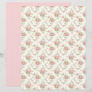 Vintage Coquette Rose Blommig Scrapbookpapper Ark