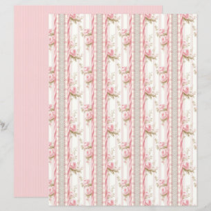 Vintage Coquette Rose Blommigt Pappersark
