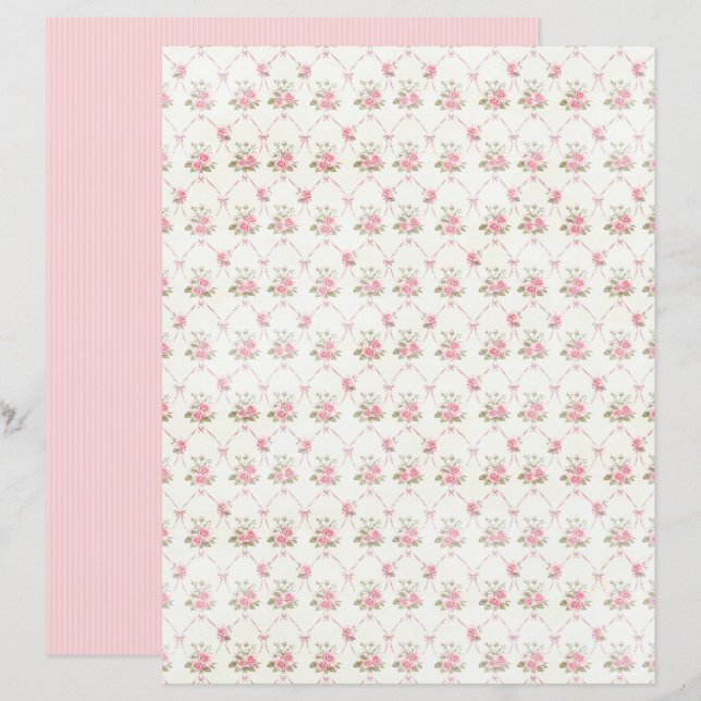 Vintage Coquette Rose Blommigt Pappersark (Fram/baksida)