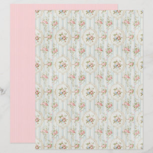 Vintage Coquette Rose Blommigt Pappersark