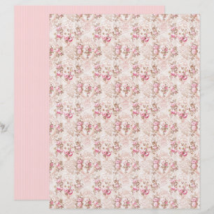 Vintage Coquette Rose Blommigt Pappersark