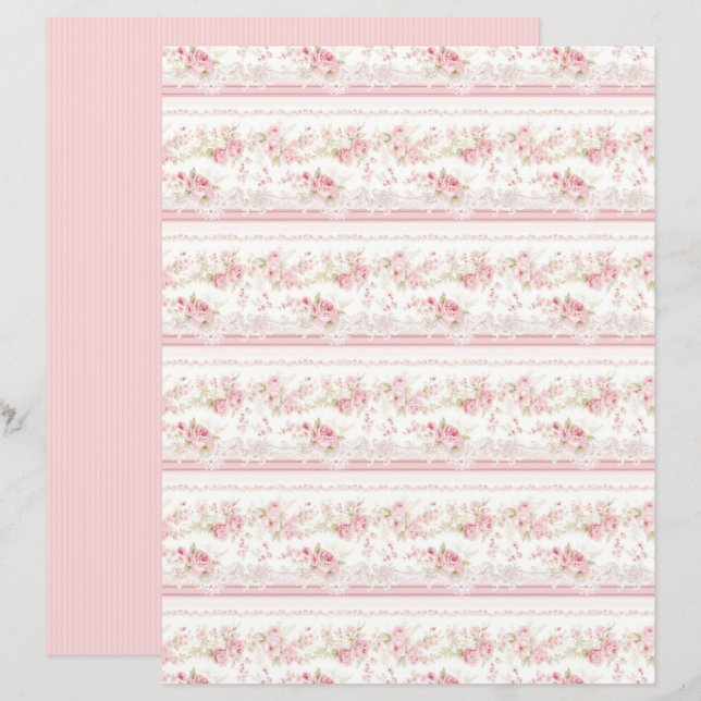 Vintage Coquette Rose Blommigt Pappersark (Fram/baksida)
