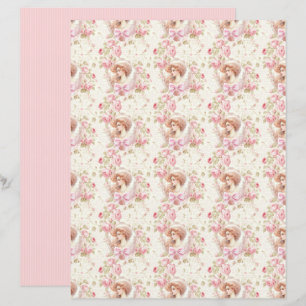 Vintage Coquette Rose Blommigt Pappersark