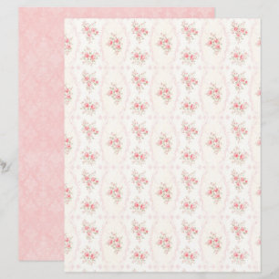 Vintage Coquette Rose Blommigt Scrapbookpapper
