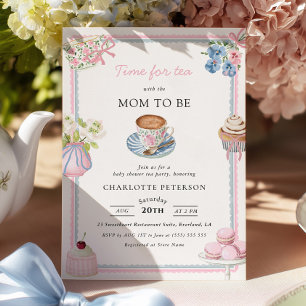 Vintage Coquette Tekoppel Baby Shower Inbjudan