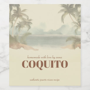 Vintage Coquito Handflatan Träd Helgdag Vinflaska Etikett