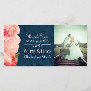 Vintage Coral and Navy Tack Photo Card (4x8) Kort
