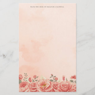 Vintage Coral Ro Personlig Peach Bröllop Brevpapper
