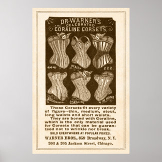 Vintage Coraline Corsets och 1890 Poster