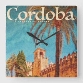 Vintage Cordoba Spain wall Clock Fyrkantig Klocka
