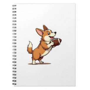 Vintage Corgi Fotboll Hund Illustration Retro Spor Anteckningsbok