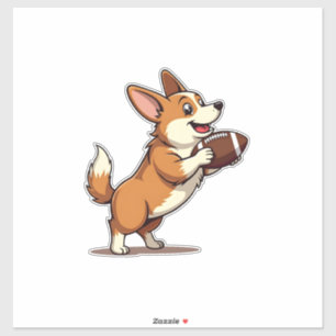 Vintage Corgi Fotboll Hund Illustration Retro Spor Klistermärken