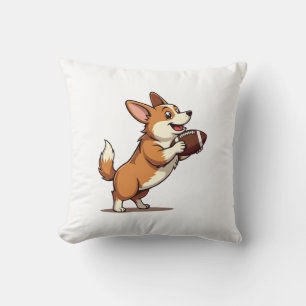 Vintage Corgi Fotboll Hund Illustration Retro Spor Kudde