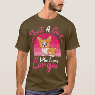 Vintage Corgi Hund älskare Bara en flicka som Kärl T Shirt