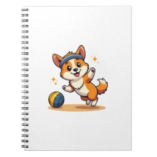 Vintage Corgi Volleyboll Hund Vector Illustration Anteckningsbok