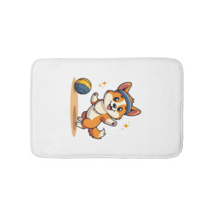 Vintage Corgi Volleyboll Hund Vector Illustration  Badrumsmatta
