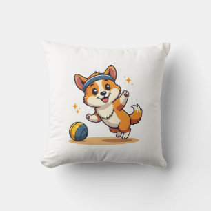 Vintage Corgi Volleyboll Hund Vector Illustration Kudde