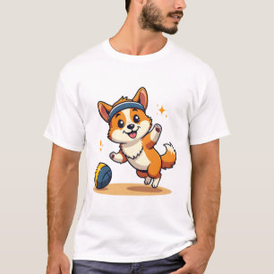 Vintage Corgi Volleyboll Hund Vector Illustration  T Shirt