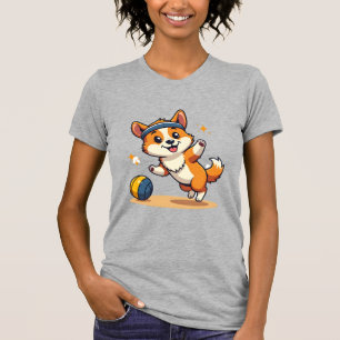 Vintage Corgi Volleyboll Hund Vector Illustration T Shirt
