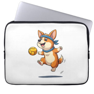 Vintage Corgi Volleyboll Illustration Söt Hund Ath Laptop Fodral