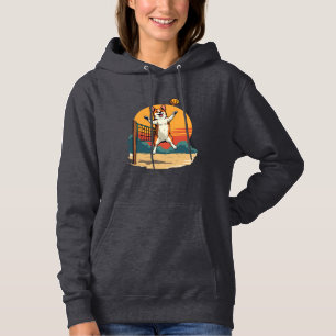 Vintage Corgi Volleyboll Retro Solnedgång Vektor I T Shirt