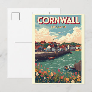 Vintage Cornwall county klippor England presenter Helg Vykort