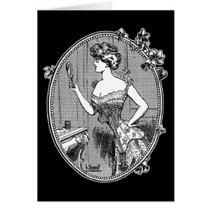 Vintage Corset Dam Hälsningskort