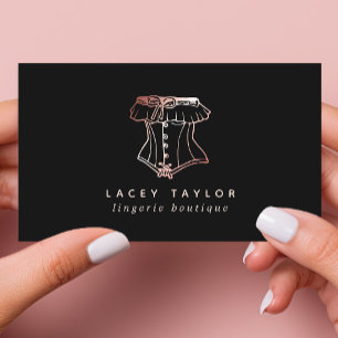 Vintage Corset Logotyp Lingerie Boutique Visitkort