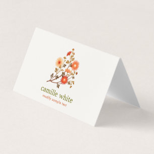 Vintage Cosmetology Orange Red Flowers Blommigt Visitkort