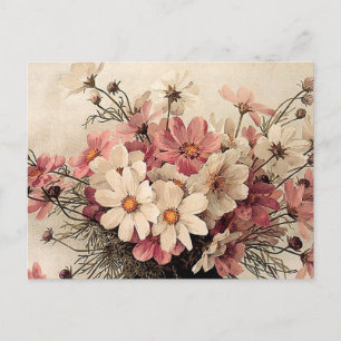Vintage Cosmos Bouquet Vykort