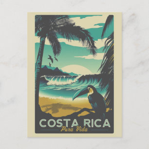 Vintage Costa Rica Ocean Beach Toucan Travel Vykort