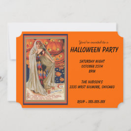 Vintage Costume and Pumpkins Halloween Investigati Inbjudningar