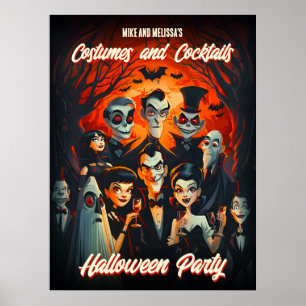 Vintage Costumes and Cocktails Halloween fest Poster
