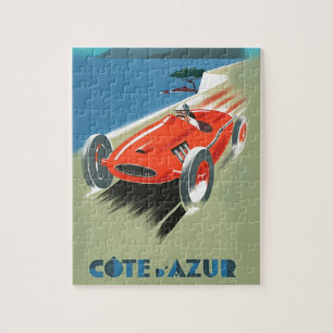 Vintage Cote D'Azur Automobile Tävla Illustration Pussel
