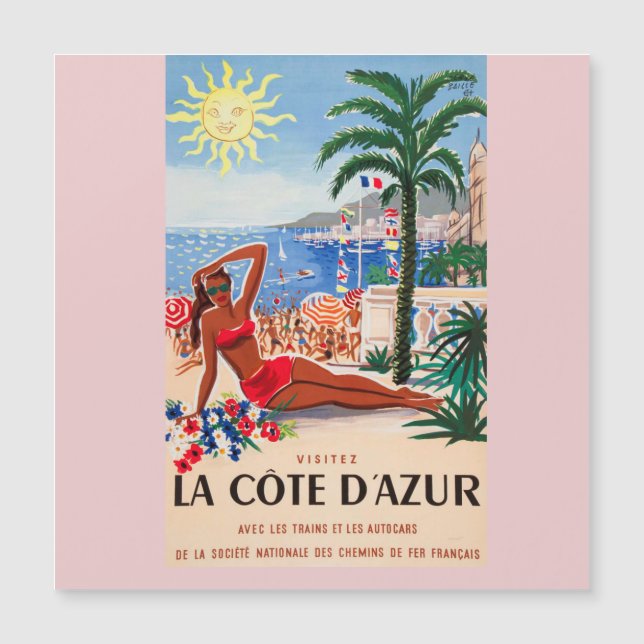 Vintage Cote D'Azur Beach Girl (Framsida)