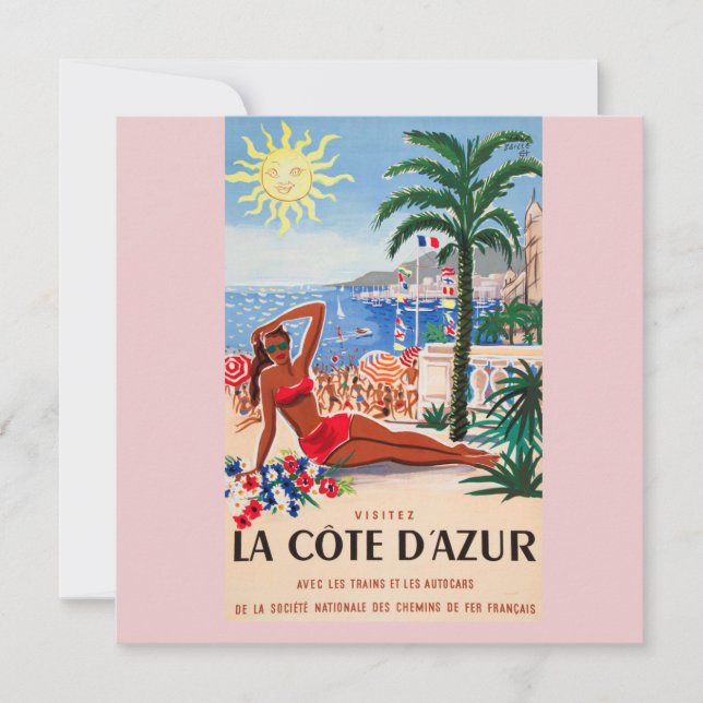 Vintage Cote D'Azur Beach Girl (Framsida)