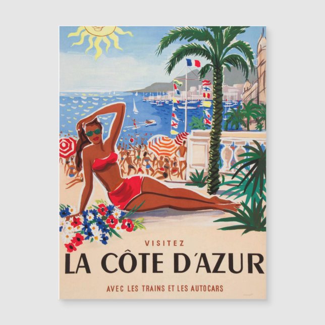 Vintage Cote D'Azur Beach Girl (Framsida)