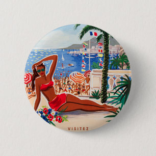 Vintage Cote D'Azur Beach Girl Knapp