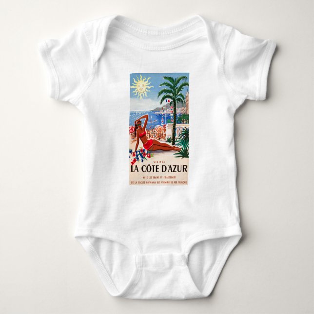 Vintage Cote D'Azur Beach Girl Tee (Framsida)