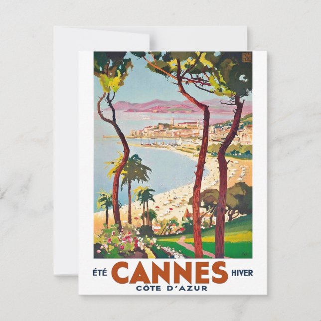 Vintage Cote D'Azur Cannes Kort (Framsida)