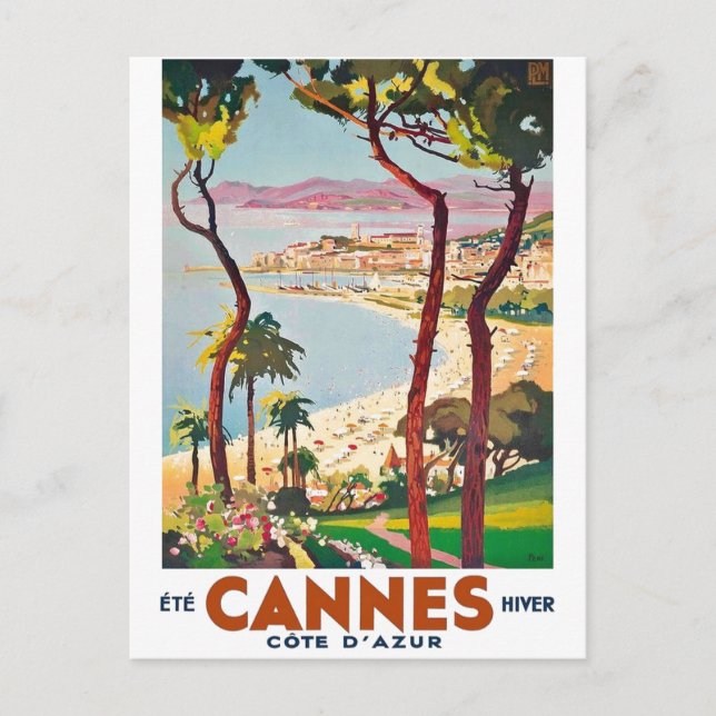 Vintage Cote D'Azur Cannes Vykort (Framsida)
