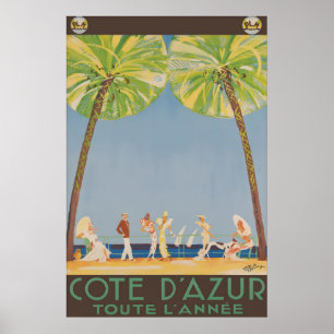 Vintage Côte d'Azur Frankrike Resaaffisch Affisch