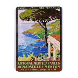 Vintage Cote d'Azur Fransk resa och Poster Magnet