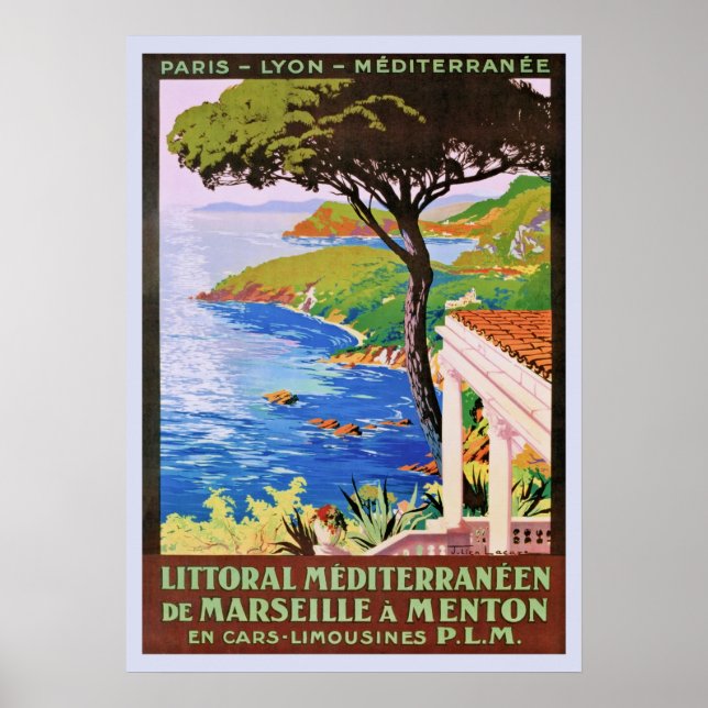 Vintage Cote d'Azur-Fransk, resor och Poster (Framsidan)