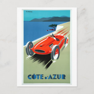 Vintage Cote d'Azur Fransk Riviera Tävla Travel P Vykort