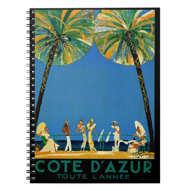 Vintage Cote D'Azur Fransk Travel Anteckningsbok (Framsidan)