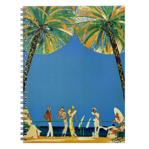 Vintage Cote D'Azur Fransk Travel Anteckningsbok Med Spiral